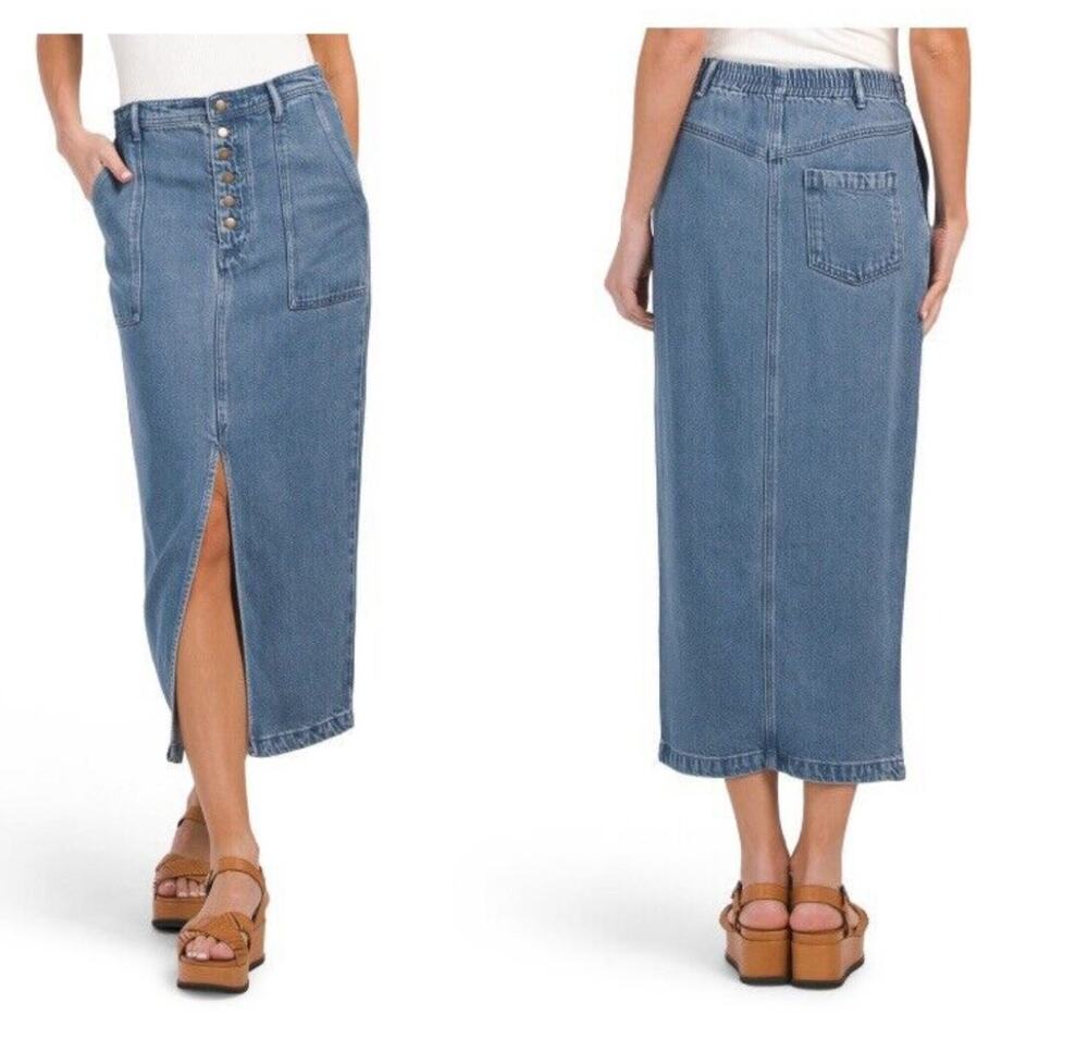 Young Fabulous & Broke YFB High Waist Soft Denim Maxi Skirt M